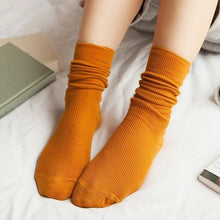 Load image into Gallery viewer, High School Girls High Socks Solid Colors Double Needles Knitting Cotton Long Socks for Women