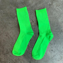 Load image into Gallery viewer, High School Girls High Socks Solid Colors Double Needles Knitting Cotton Long Socks for Women