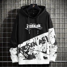 Load image into Gallery viewer, High Street Print Hoodie Men New Patchwork Hoodies Men's Hip Hop Hooded Sweatshirt Men's Sweatshirt Streetwear Loose Personality Letter Print Patchwork Hoodie
