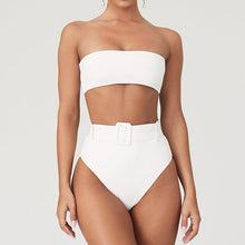 Load image into Gallery viewer, High Waist Bikini Black Swimwear Women Swimsuit High Leg Bikinis Set Women High Waist Bandeau Bikini Set Strapless 2 Piece Bathing Suit Swimsuits Tie Wrap Swimsuits Swimming for Bathing Suit Woman Swimsuits