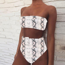 Load image into Gallery viewer, High Waist Bikini Black Swimwear Women Swimsuit High Leg Bikinis Set Women High Waist Bandeau Bikini Set Strapless 2 Piece Bathing Suit Swimsuits Tie Wrap Swimsuits Swimming for Bathing Suit Woman Swimsuits