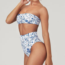 Load image into Gallery viewer, High Waist Bikini Black Swimwear Women Swimsuit High Leg Bikinis Set Women High Waist Bandeau Bikini Set Strapless 2 Piece Bathing Suit Swimsuits Tie Wrap Swimsuits Swimming for Bathing Suit Woman Swimsuits