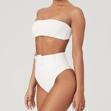 Load image into Gallery viewer, High Waist Bikini Black Swimwear Women Swimsuit High Leg Bikinis Set Women High Waist Bandeau Bikini Set Strapless 2 Piece Bathing Suit Swimsuits Tie Wrap Swimsuits Swimming for Bathing Suit Woman Swimsuits