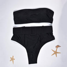 Load image into Gallery viewer, High Waist Bikini Black Swimwear Women Swimsuit High Leg Bikinis Set Women High Waist Bandeau Bikini Set Strapless 2 Piece Bathing Suit Swimsuits Tie Wrap Swimsuits Swimming for Bathing Suit Woman Swimsuits