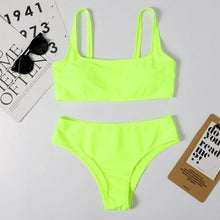 Load image into Gallery viewer, High Waist Bikini Black Swimwear Women Swimsuit High Leg Bikinis Set Women High Waist Bandeau Bikini Set Strapless 2 Piece Bathing Suit Swimsuits Tie Wrap Swimsuits Swimming for Bathing Suit Woman Swimsuits