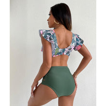 Load image into Gallery viewer, High Waist Bikini Ruffle Swimwear Women Print Swimsuit Push Up Bikinis Plus Size Bathing Suits Floral Beach Wear Bikini Swimsuits for Teen Girls