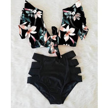 Load image into Gallery viewer, High Waist Bikini Ruffle Swimwear Women Print Swimsuit Push Up Bikinis Plus Size Bathing Suits Floral Beach Wear Bikini Swimsuits for Teen Girls