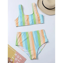 Load image into Gallery viewer, High Waist Bikini Striped Swimsuit Women Swimwear Women's Bathing Suit Triangle Bikini Low Waist Two Piece Swimsuit Female Push up Bikini Set Swimming Wear for Bathing Suit Swimsuits