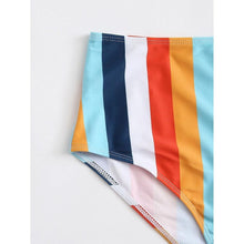 Load image into Gallery viewer, High Waist Bikini Striped Swimsuit Women Swimwear Women's Bathing Suit Triangle Bikini Low Waist Two Piece Swimsuit Female Push up Bikini Set Swimming Wear for Bathing Suit Swimsuits