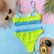 Load image into Gallery viewer, High Waist Bikini Swimsuits Women Push Up Swimwear Ribbed Bathing Suit Strap Bikinis Set Beachwear High Waist Bathing Suit Full Coverage Two Piece Swimsuit