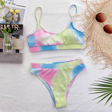 Load image into Gallery viewer, High Waist Bikini Swimsuits Women Push Up Swimwear Ribbed Bathing Suit Strap Bikinis Set Beachwear High Waist Bathing Suit Full Coverage Two Piece Swimsuit