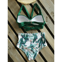 Load image into Gallery viewer, High Waist Bikinis New Halter Swimwear Women Swimsuit Female Bikini Set Print Bathing Suit Summer Two Piece Bikini Swimsuit for Women High Waist Halter Wrap Bathing Suits with Bikini Bottom