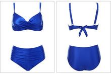 Load image into Gallery viewer, High Waist Bikinis Women Swimwear Summer Solid Color High-Grade Fabric Bikini Set Women's High Waist Swimsuit 2 Piece Bathing Suits Bikini Plus Size Swimwear Bathing Suit