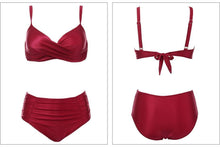 Load image into Gallery viewer, High Waist Bikinis Women Swimwear Summer Solid Color High-Grade Fabric Bikini Set Women's High Waist Swimsuit 2 Piece Bathing Suits Bikini Plus Size Swimwear Bathing Suit