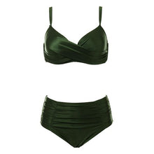 Load image into Gallery viewer, High Waist Bikinis Women Swimwear Summer Solid Color High-Grade Fabric Bikini Set Women's High Waist Swimsuit 2 Piece Bathing Suits Bikini Plus Size Swimwear Bathing Suit