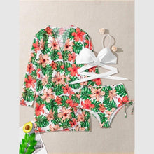Load image into Gallery viewer, High-Waist Swimwear Set Summer Floral Print Bikini Swimsuit Beachwear Women Push-Up Bathing Suit Tie Dye 3 Pieces Strings High Cut Bikini Set Bathing Suits