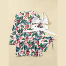 Load image into Gallery viewer, High-Waist Swimwear Set Summer Floral Print Bikini Swimsuit Beachwear Women Push-Up Bathing Suit Tie Dye 3 Pieces Strings High Cut Bikini Set Bathing Suits