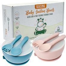 Load image into Gallery viewer, HippoBaby 6 Piece Baby Bowl Set | With Suction and Lids - # BAGE21110021