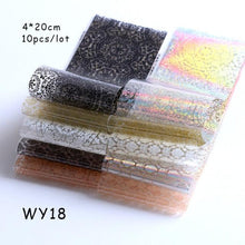 Load image into Gallery viewer, Holographic Nail Foil Transfer Set Sticker Decal Nail Art Foils Designer Marble Nail Decoration Sliders Wraps Manicure Women Kids Girls Manicure Decoration Nail Art Supplies 3D Self-Adhesive Nail Decals Designer Nail Stickers for Acrylic Nails
