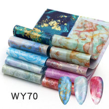 Load image into Gallery viewer, Holographic Nail Foil Transfer Set Sticker Decal Nail Art Foils Designer Marble Nail Decoration Sliders Wraps Manicure Women Kids Girls Manicure Decoration Nail Art Supplies 3D Self-Adhesive Nail Decals Designer Nail Stickers for Acrylic Nails