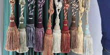 Load image into Gallery viewer, Home Decoration Polyester Tassel Tiebacks Curtain Holder Handmade Tassel Curtain Rope Holdback Window Drape Hanging Ball Tassels Curtains Buckle Sling Binding Lantern Tiebacks Handcrafted Braided Curtain Holdbacks Window Home Decor 55-90cm