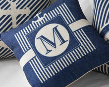 Load image into Gallery viewer, Home Decorative Pillows Mediterranean Pillow Cover Blue Anchor Navigation Compass Sailboat Pillowcase Decorative Cushion Cover For Home Cover Sea Blue Compass Marine Ship Linen Pillow Case Cushion Cover 45x45CM