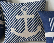 Load image into Gallery viewer, Home Decorative Pillows Mediterranean Pillow Cover Blue Anchor Navigation Compass Sailboat Pillowcase Decorative Cushion Cover For Home Cover Sea Blue Compass Marine Ship Linen Pillow Case Cushion Cover 45x45CM