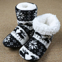 Load image into Gallery viewer, Home Slippers Women Winter Floor Shoes Christmas Elk Indoor Socks Shoes Warm Fur Slides Plush Slippers Socks For Women Fuzzy Womens Slipper Booties