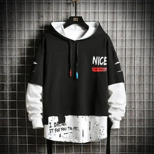 Load image into Gallery viewer, Hooded Sweatshirts Mens Letter Print Hoodies Streetwear Hip Hop Pullover Hoodie Men's Hooded Sweatshirt Men's Contrast Color Patchwork Hooded Sweatshirt Long Sleeve Pocket Jacket