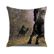 Load image into Gallery viewer, Horse Pattern Pillow Cover Running Horses Cotton Linen Square Cushion Cover Standard Pillowcase for Men Women Home Decorative Sofa Armchair Bedroom Livingroom Farmhouse 45x45CM