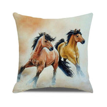 Load image into Gallery viewer, Horse Pattern Pillow Cover Running Horses Cotton Linen Square Cushion Cover Standard Pillowcase for Men Women Home Decorative Sofa Armchair Bedroom Livingroom Farmhouse 45x45CM