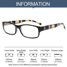 Load image into Gallery viewer, Hot Unisex Reading Glasses Print Glasses Frame Presbyopic Lens Retro Magnifier Diopter Eyeglasses Eyewear Vision Care And Spring Hinge Comfort Readers Plastic Sun Readers