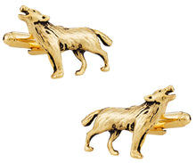 Load image into Gallery viewer, Howling Wolf Gold Cufflinks