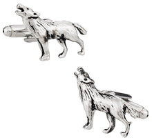 Load image into Gallery viewer, Howling Wolf Silver Cufflinks