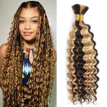 Load image into Gallery viewer, Human Hair 20" Braiding Bundle - Deep Wave Highlight P4/27 for Gorgeous Styles