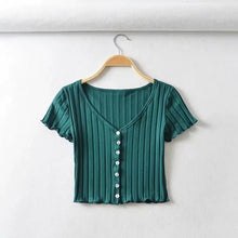Load image into Gallery viewer, Chic Sweet Girl Style V-Neck Short Sleeve T-Shirt - # GIAA23510026