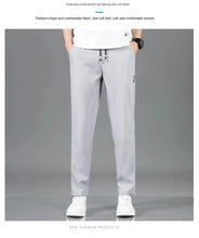 Load image into Gallery viewer, Ice Silk Men's Pants 2025 Summer New Black Gray Thin Business Casual Pants Outdoor Elastic Breathable Straight Leg Sweatpants