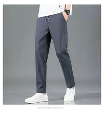 Load image into Gallery viewer, Ice Silk Men's Pants 2025 Summer New Black Gray Thin Business Casual Pants Outdoor Elastic Breathable Straight Leg Sweatpants