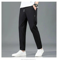 Load image into Gallery viewer, Ice Silk Men's Pants 2025 Summer New Black Gray Thin Business Casual Pants Outdoor Elastic Breathable Straight Leg Sweatpants