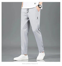 Load image into Gallery viewer, Ice Silk Men's Pants 2025 Summer New Black Gray Thin Business Casual Pants Outdoor Elastic Breathable Straight Leg Sweatpants