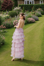 Load image into Gallery viewer, Haltered Sliding Ruffle Layered Hem fit and flare tutu ankle length tulle prom dress