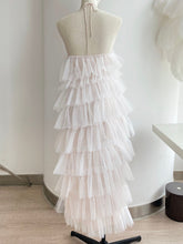 Load image into Gallery viewer, Haltered Sliding Ruffle Layered Hem fit and flare tutu ankle length tulle prom dress