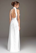 Load image into Gallery viewer, Elegant Haltered Hallowed Back Satin wedding dress thigh Split mini wedding dress