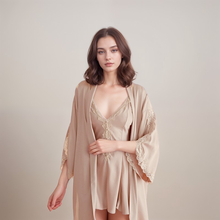 Load image into Gallery viewer, Lace Hem Silky Bridal Lingerie Set - 5 Colors, Sizes S to 5XL