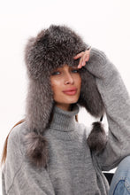 Load image into Gallery viewer, Genuine Silver Fox Fur Genuine Leather Hat