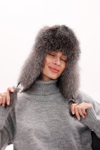 Load image into Gallery viewer, Genuine Silver Fox Fur Genuine Leather Hat