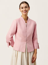 Load image into Gallery viewer, 100% Linen Bow Cuff Stand Collar Jacket FINOLA