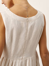Load image into Gallery viewer, 100% Linen Sleeveless Crew Neck Waist Pleated Maxi Dress SELENE