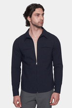 Load image into Gallery viewer, The Luxe Zip Jacket (Navy Pinstripe)