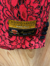 Load image into Gallery viewer, Alberto Nardoni Red/Black Lace Print 2-Piece Slim Fit Suit